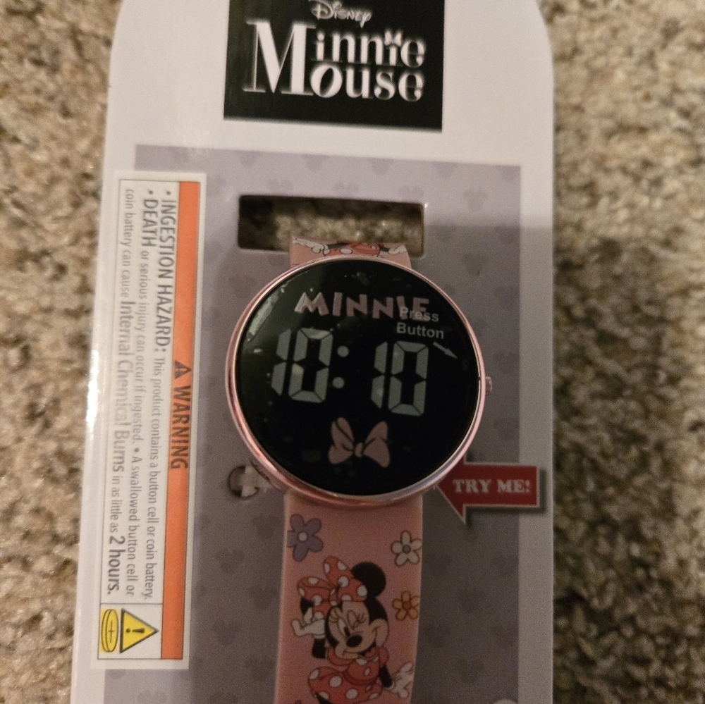 Disney Minnie Mouse Pink LED Timepiece Nwt